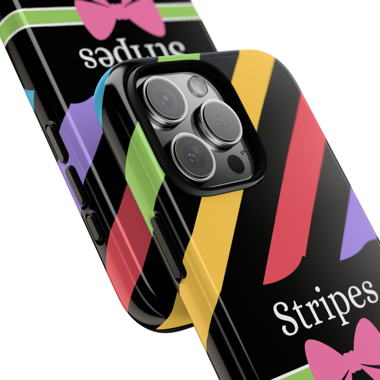 Phone Case iPhone 16/15/14 - Diagonal Vivid Black Stripes & Swipes Tough Case