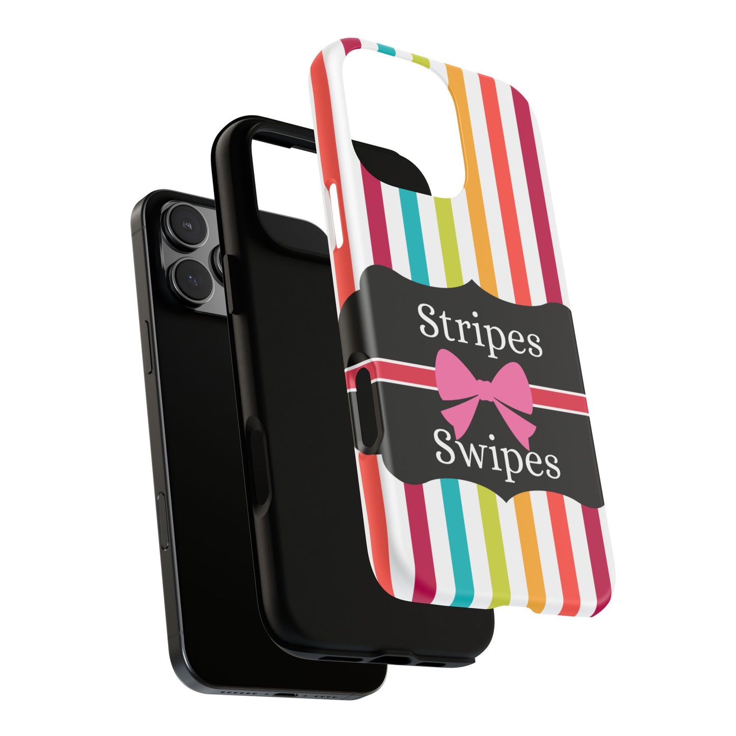 Phone Case iPhone 16/15/14 - Lollipop Stripes & Swipes Tough Case