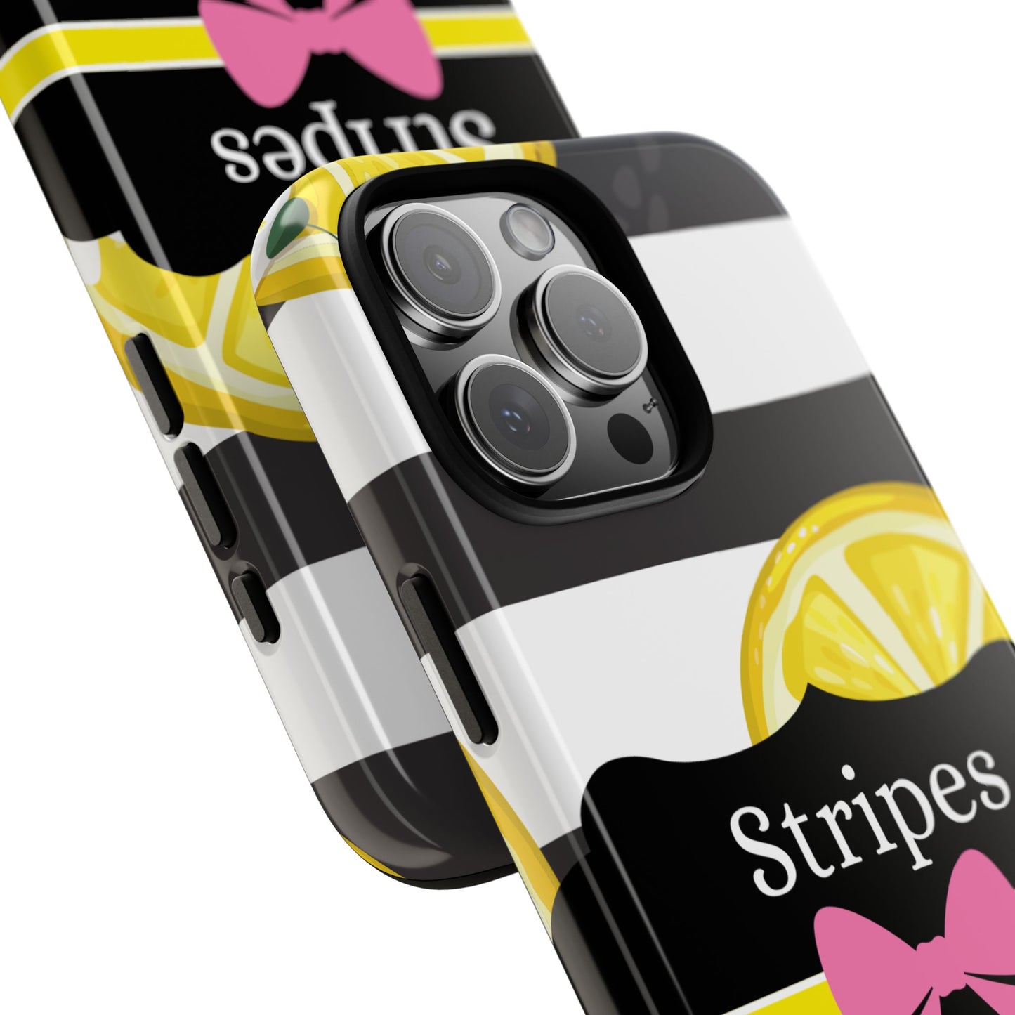 Phone Case iPhone 16/15/14 - Lemony Stripes & Swipes Tough Case