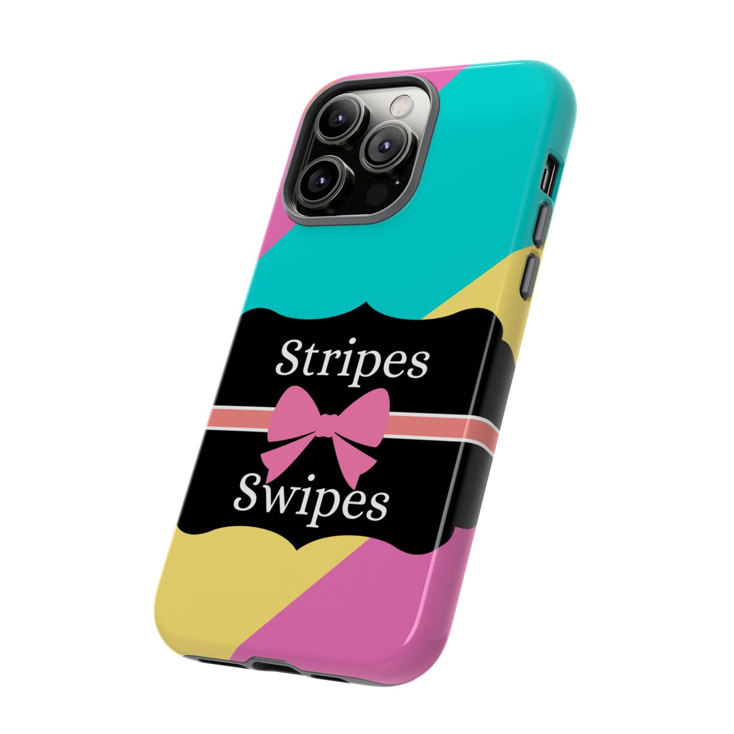 Phone Case iPhone 16/15/14 - Cotton Candy Stripes & Swipes Tough Case