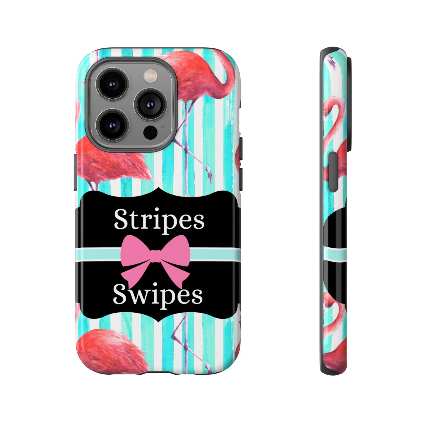 Phone Case iPhone 16/15/14 - Flamingo Stripes & Swipes Tough Case