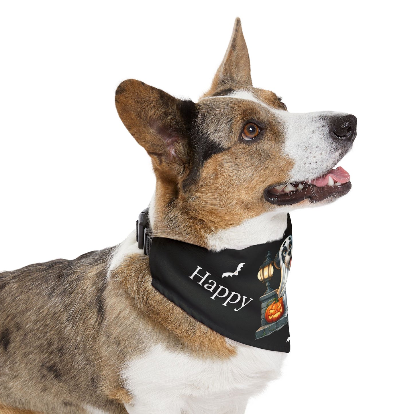 Happy "Hallowoof" - EXTRA LARGE Pet Bandana Collar BLACK 06