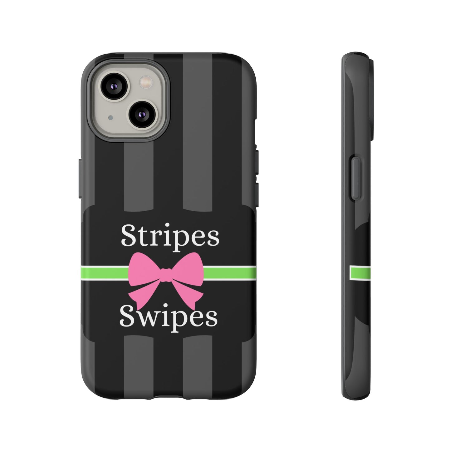 Phone Case iPhone 16/15/14 - Gray/Pink Stripes & Swipes Tough Case