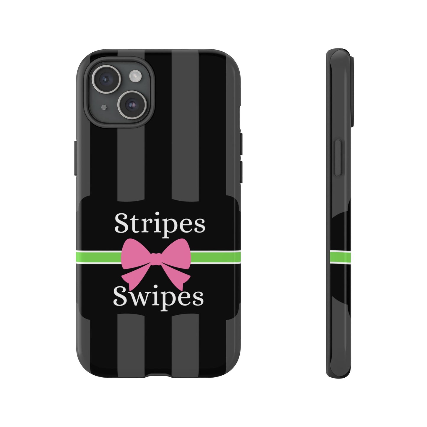 Phone Case iPhone 16/15/14 - Gray/Pink Stripes & Swipes Tough Case