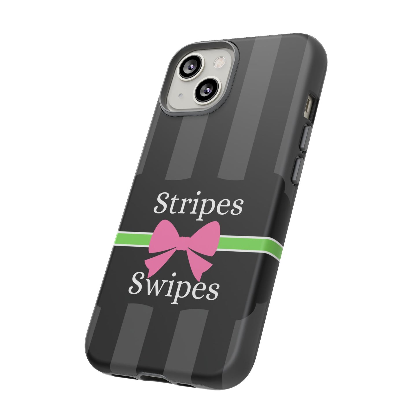 Phone Case iPhone 16/15/14 - Gray/Pink Stripes & Swipes Tough Case