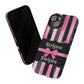 Phone Case iPhone 16/15/14 - Black/Pink Stripes & Swipes Tough Case