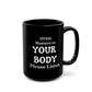 Stress Awareness Black Mug - Motivational Coffee Cup for Mindfulness, Self-Care Gift, Relaxation Daily Reminder, 15oz