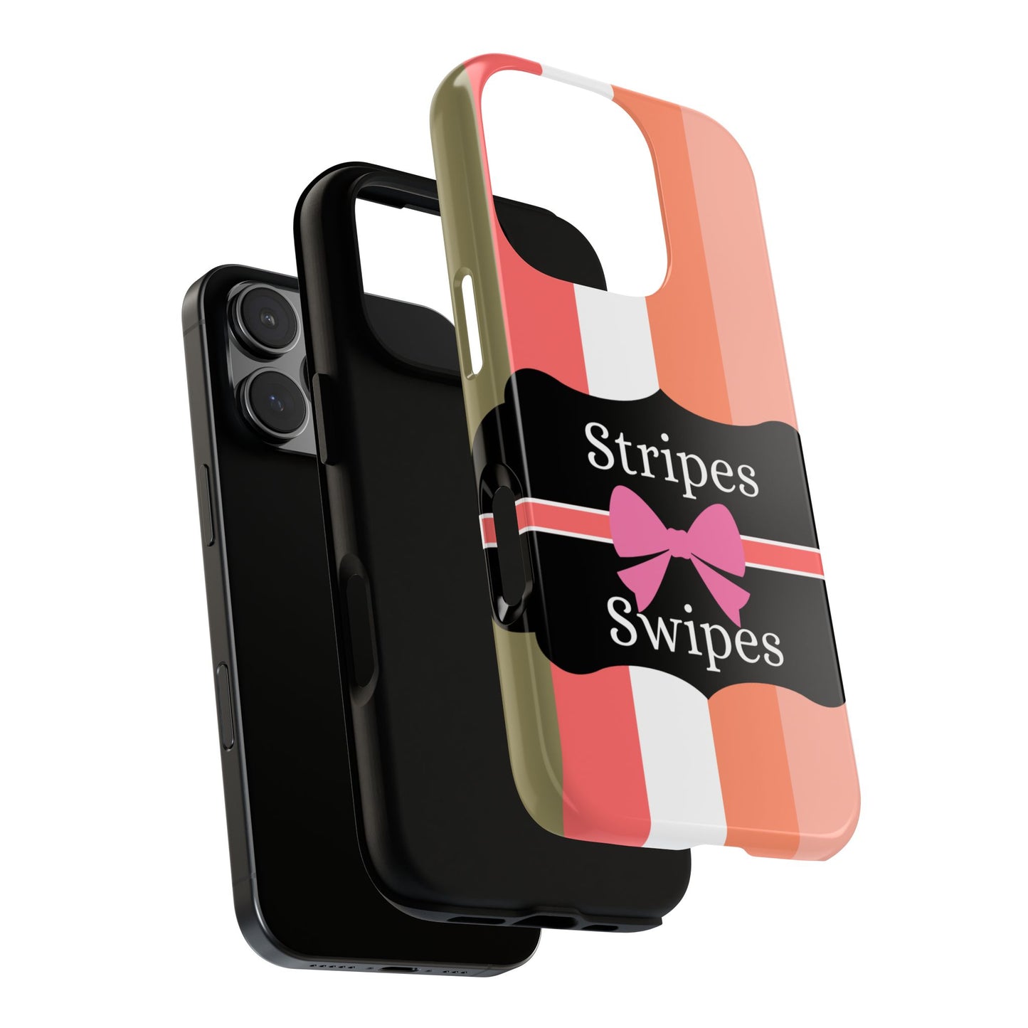 Phone Case iPhone 16/15/14 - Peachy Stripes & Swipes Tough Case