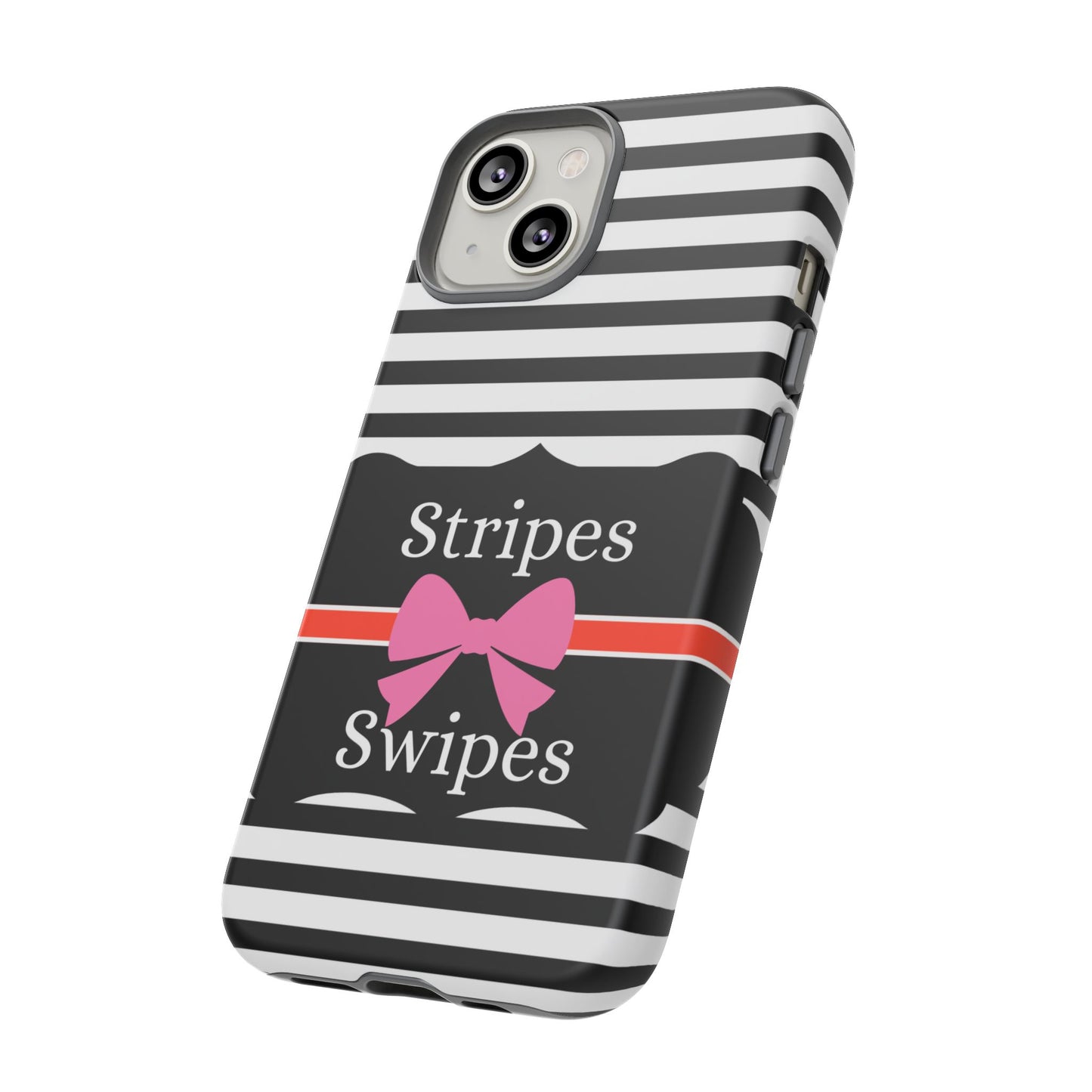 Phone Case iPhone 16/15/14 -Black/White/Red Stripes & Swipes Tough Case