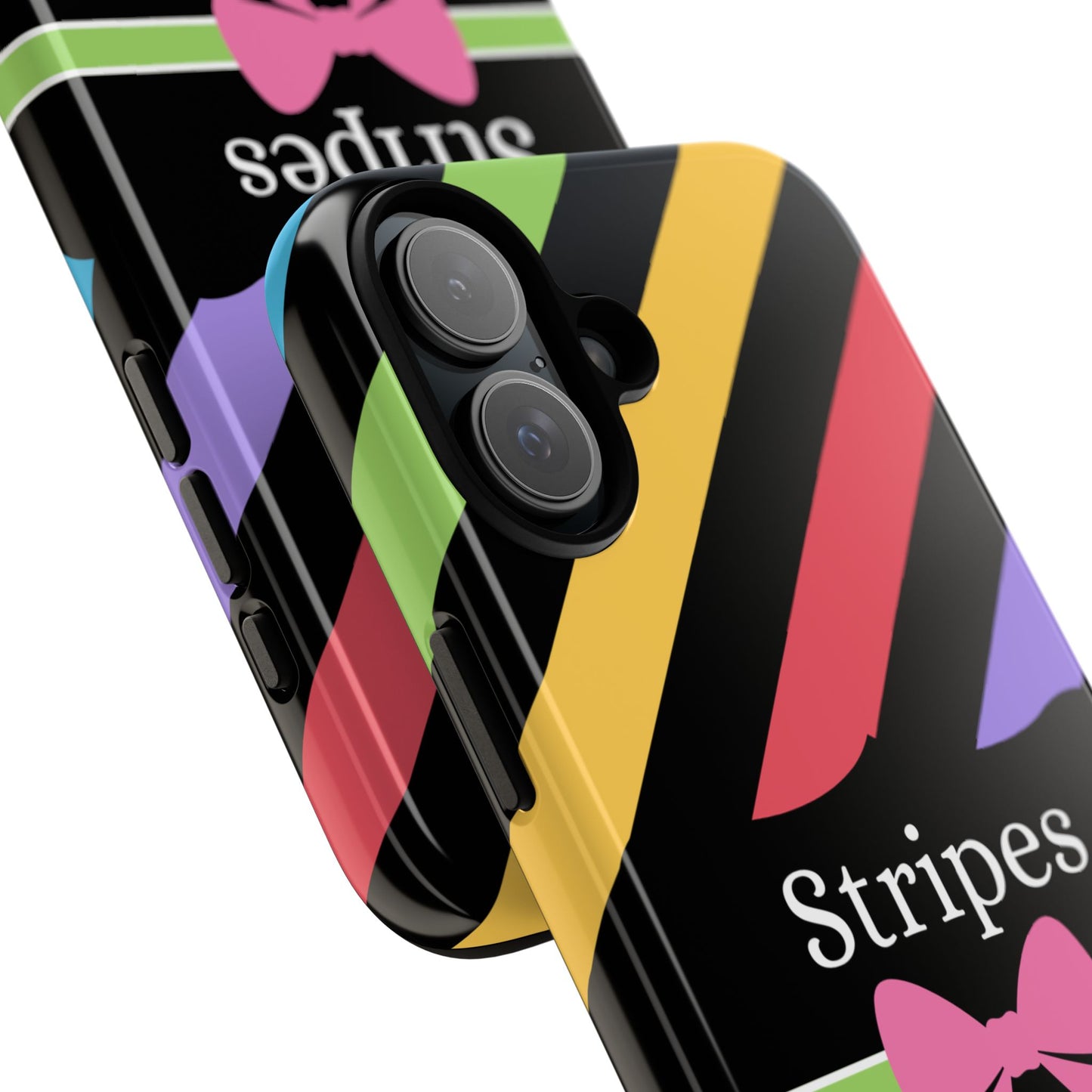 Phone Case iPhone 16/15/14 - Diagonal Vivid Black Stripes & Swipes Tough Case