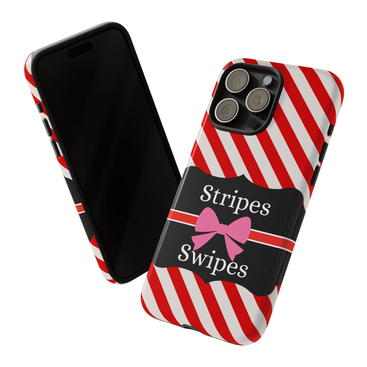 Phone Case iPhone 16/15/14 - Red/White Stripes & Swipes Tough Case