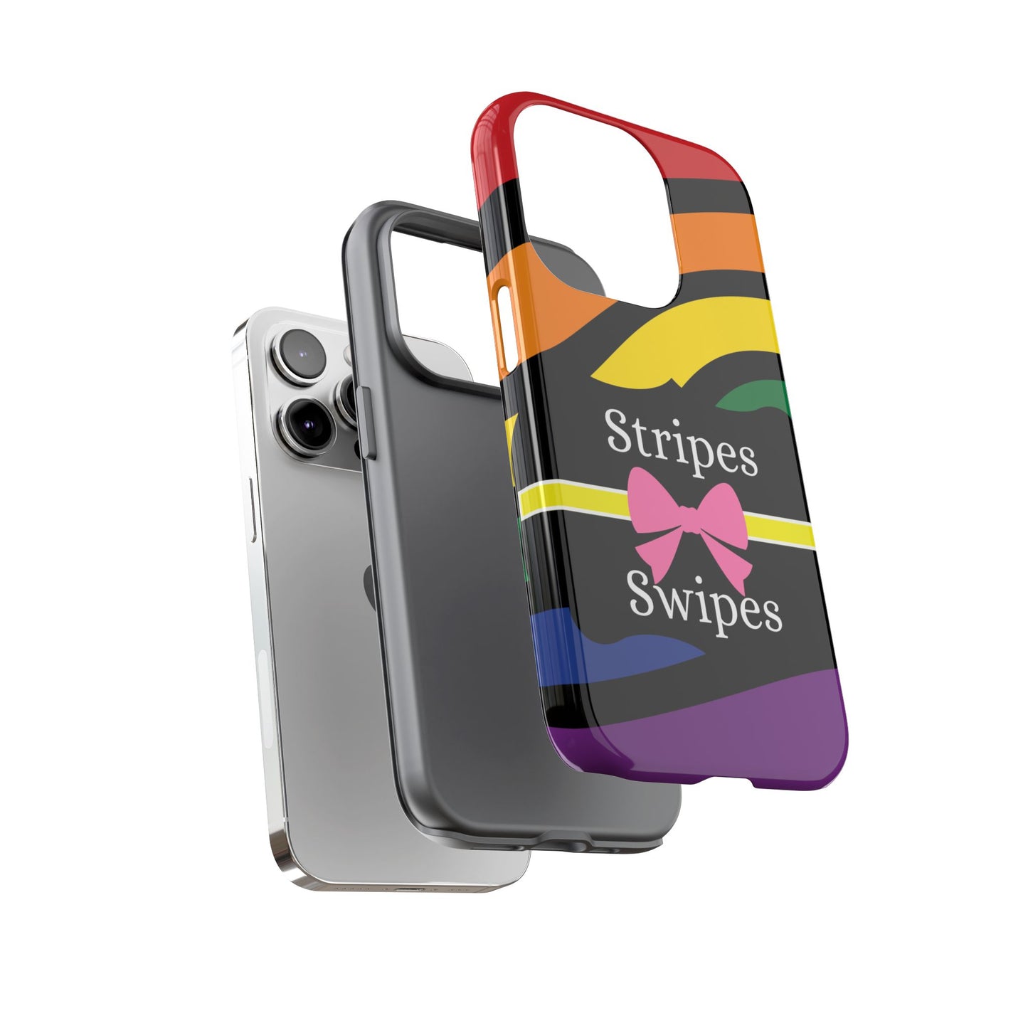 Phone Case iPhone 16/15/14 - Wavy Vivid Stripes & Swipes Tough Case