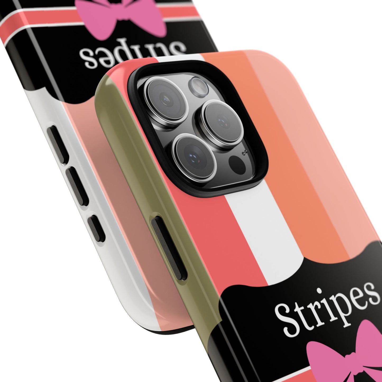 Phone Case iPhone 16/15/14 - Peachy Stripes & Swipes Tough Case