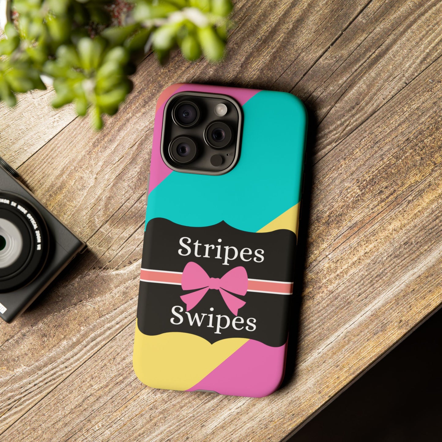 Phone Case iPhone 16/15/14 - Cotton Candy Stripes & Swipes Tough Case