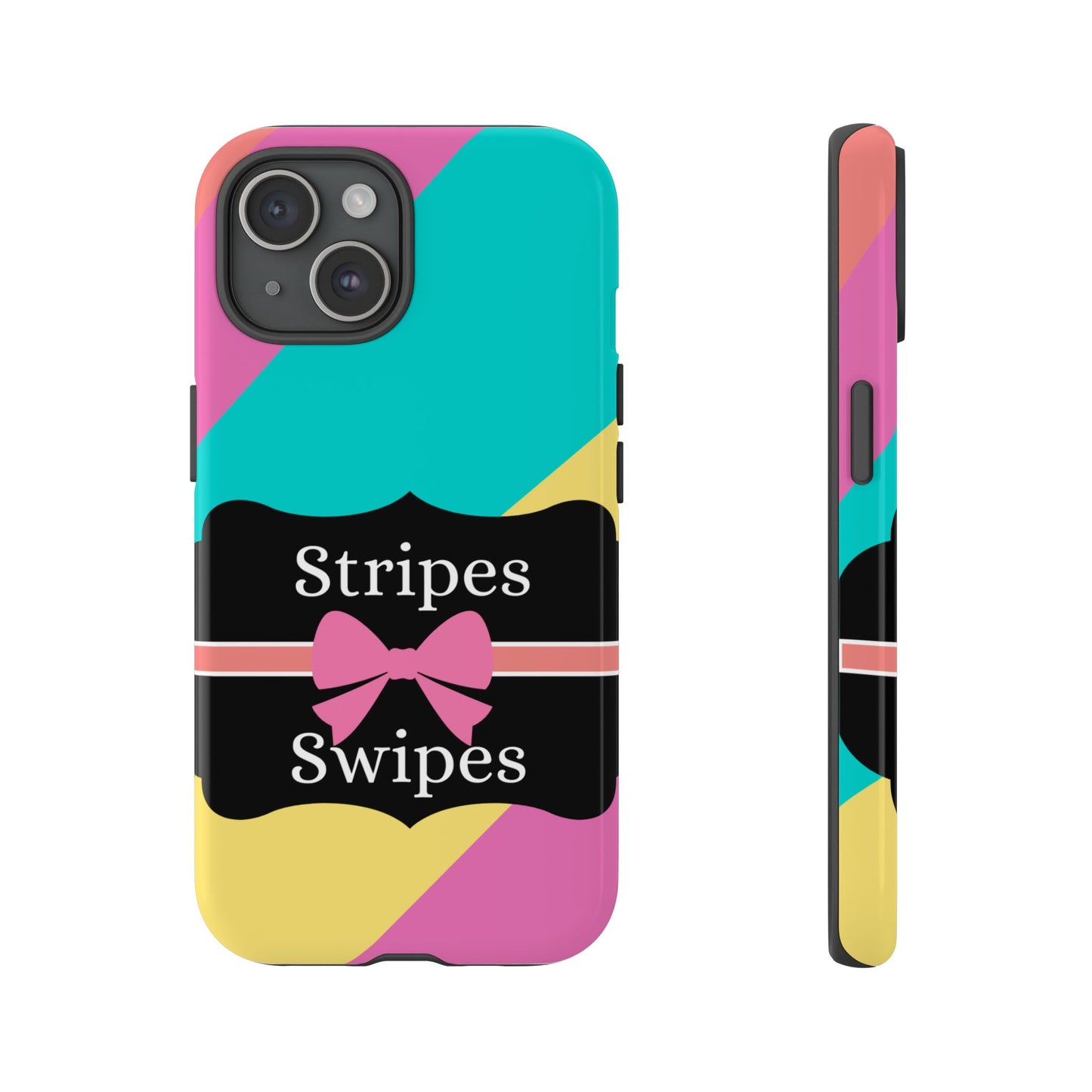 Phone Case iPhone 16/15/14 - Cotton Candy Stripes & Swipes Tough Case