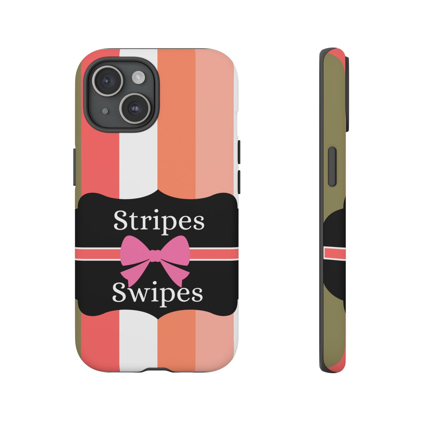 Phone Case iPhone 16/15/14 - Peachy Stripes & Swipes Tough Case