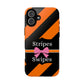 Phone Case iPhone 16/15/14 - Orange/Black Stripes & Swipes Tough Case