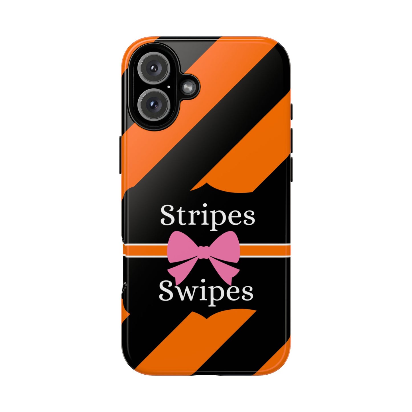 Phone Case iPhone 16/15/14 - Orange/Black Stripes & Swipes Tough Case