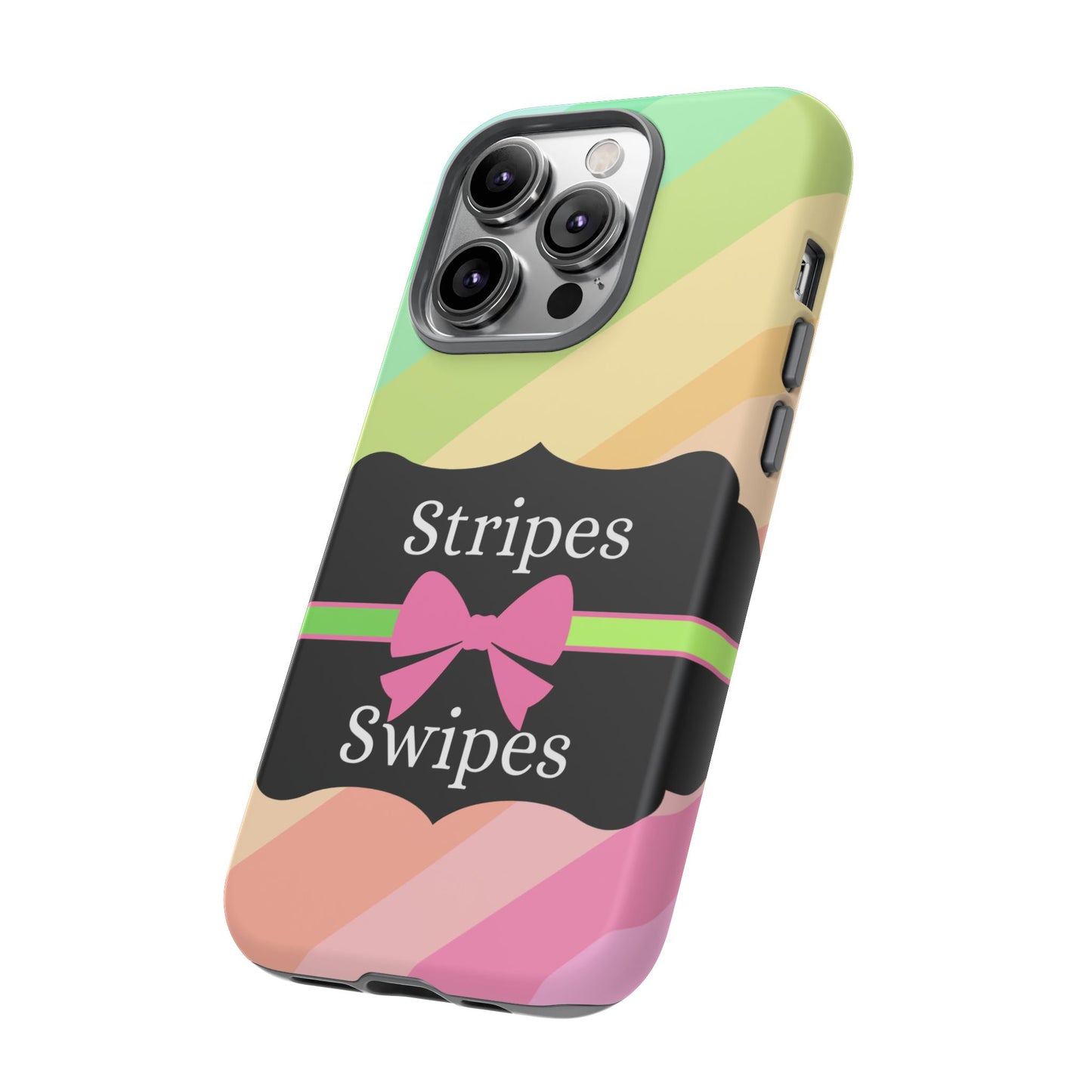 Phone Case iPhone 16/15/14 - Diagonal Pastel Stripes & Swipes Tough Case