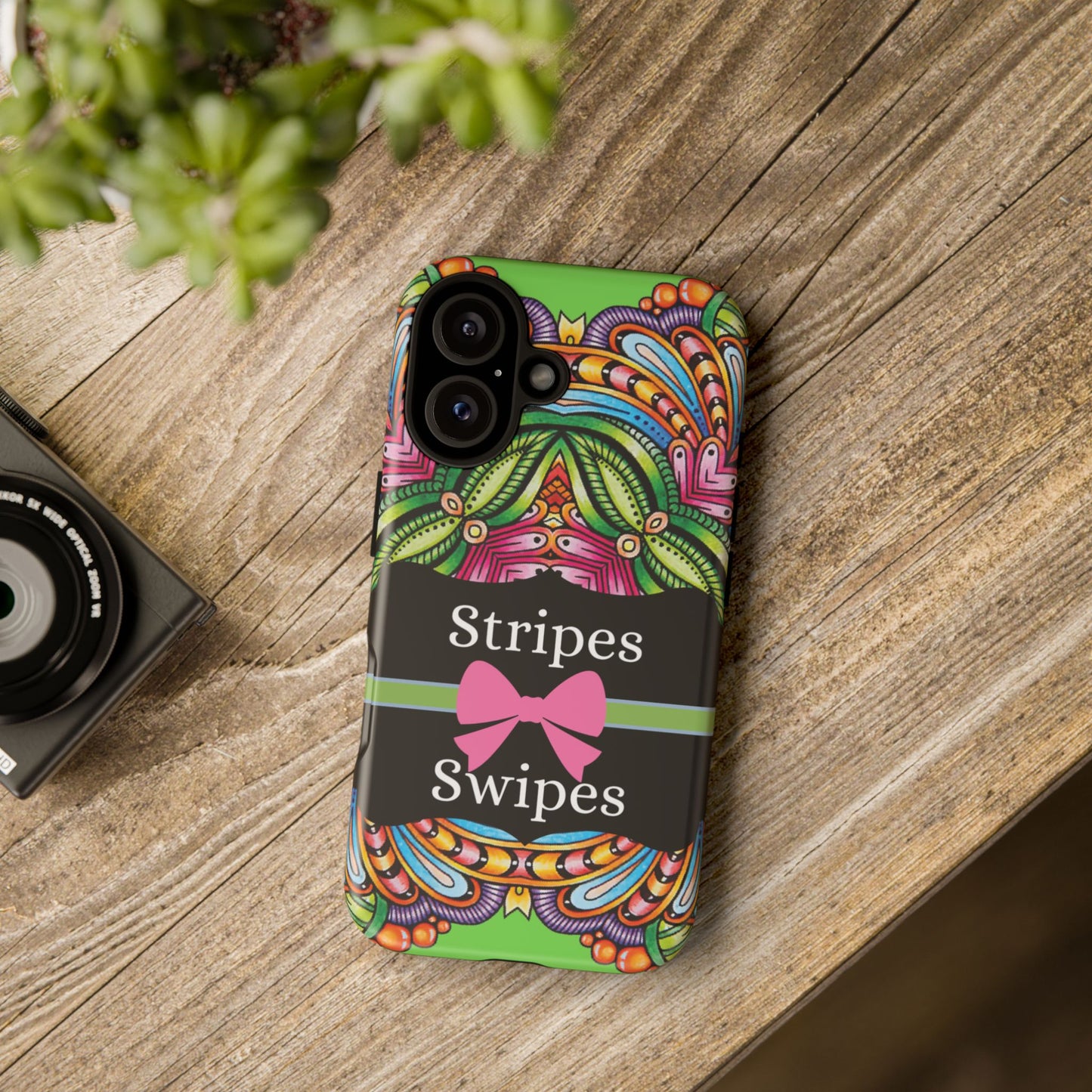 Phone Case iPhone 16/15/14 - Flower Child Stripes & Swipes Tough Case