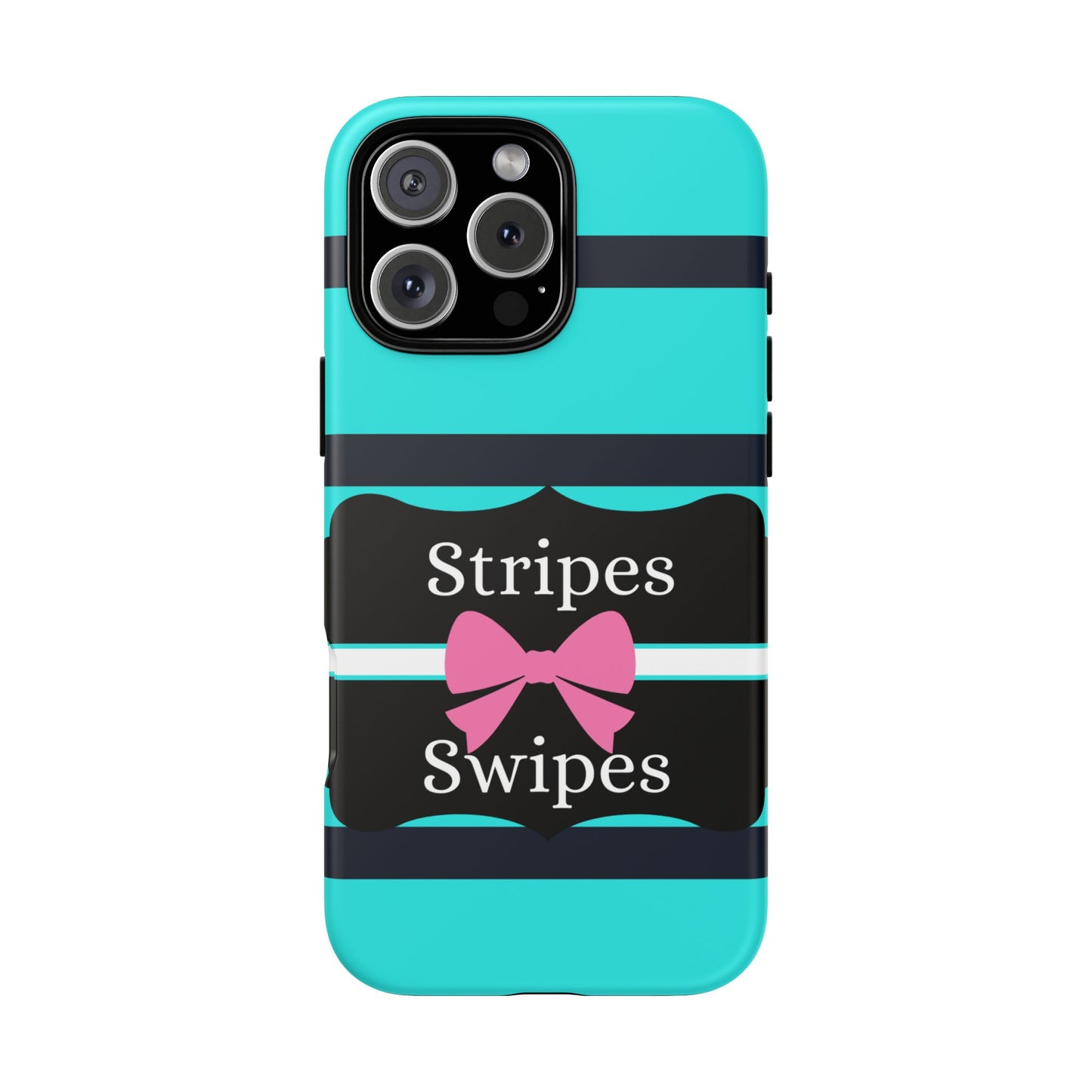 Phone Case iPhone 16/15/14 - Blue/Black Stripes & Swipes Tough Case