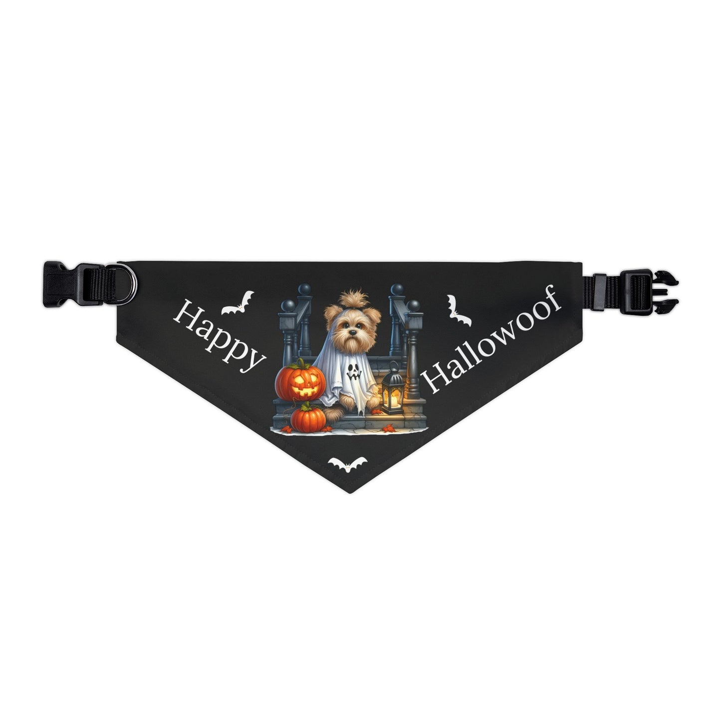 Happy "Hallowoof" - EXTRA LARGE Pet Bandana Collar BLACK 07