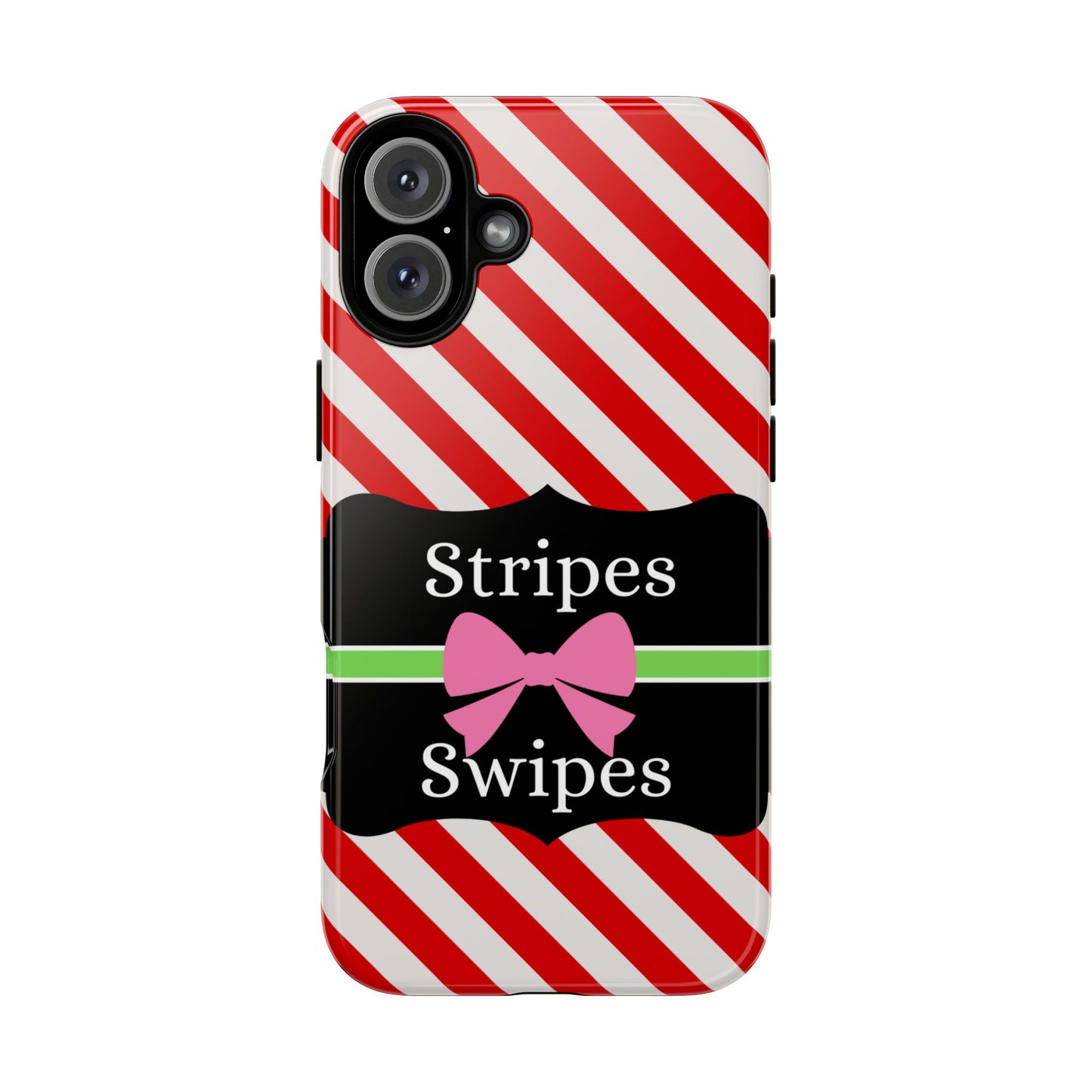 Phone Case iPhone 16/15/14 - Diagonal Red/White Stripes & Swipes Tough Case