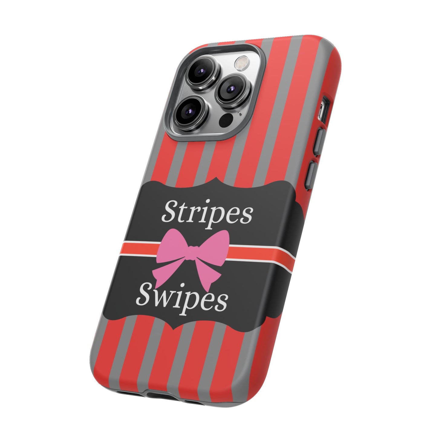 Phone Case iPhone 16/15/14 - Red/Gray Stripes & Swipes Tough Case