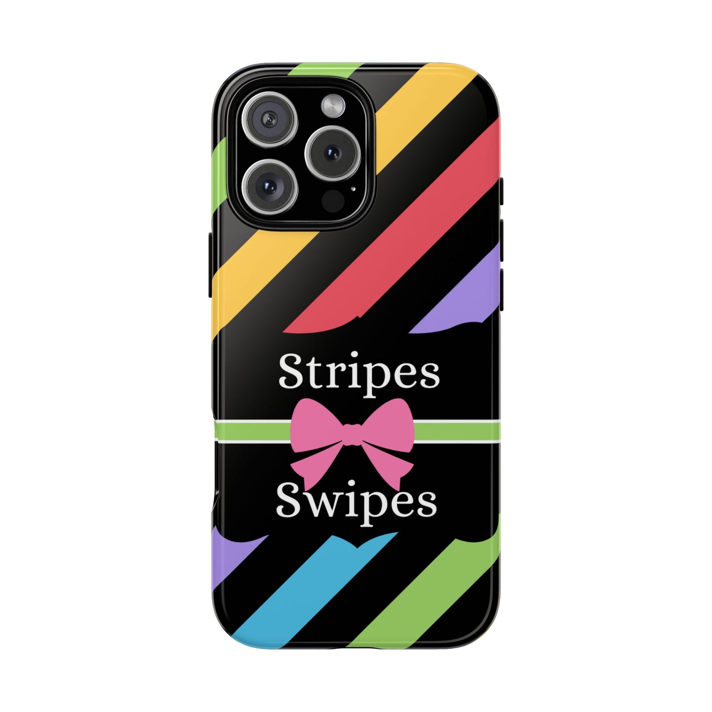 Phone Case iPhone 16/15/14 - Diagonal Vivid Black Stripes & Swipes Tough Case