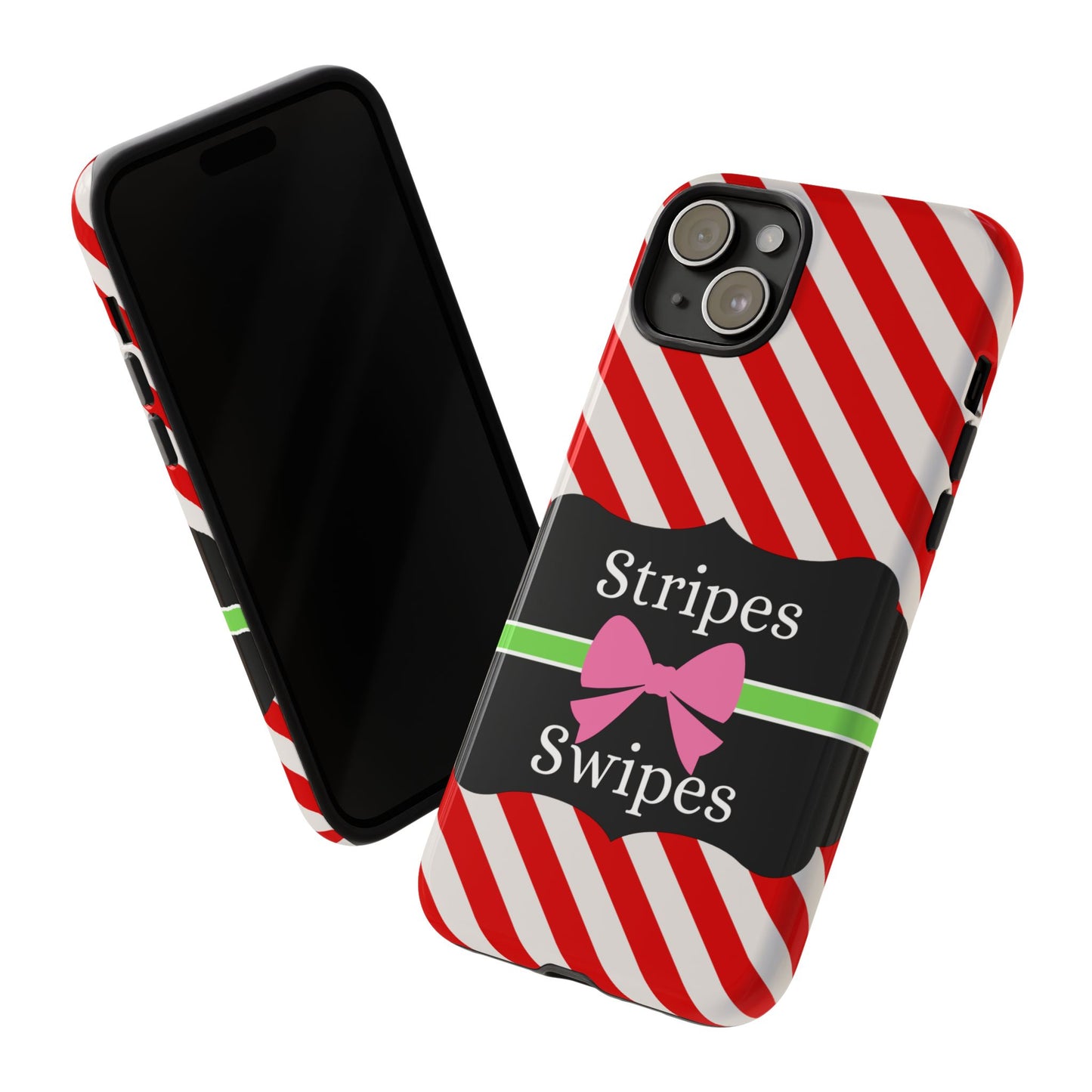 Phone Case iPhone 16/15/14 - Diagonal Red/White Stripes & Swipes Tough Case