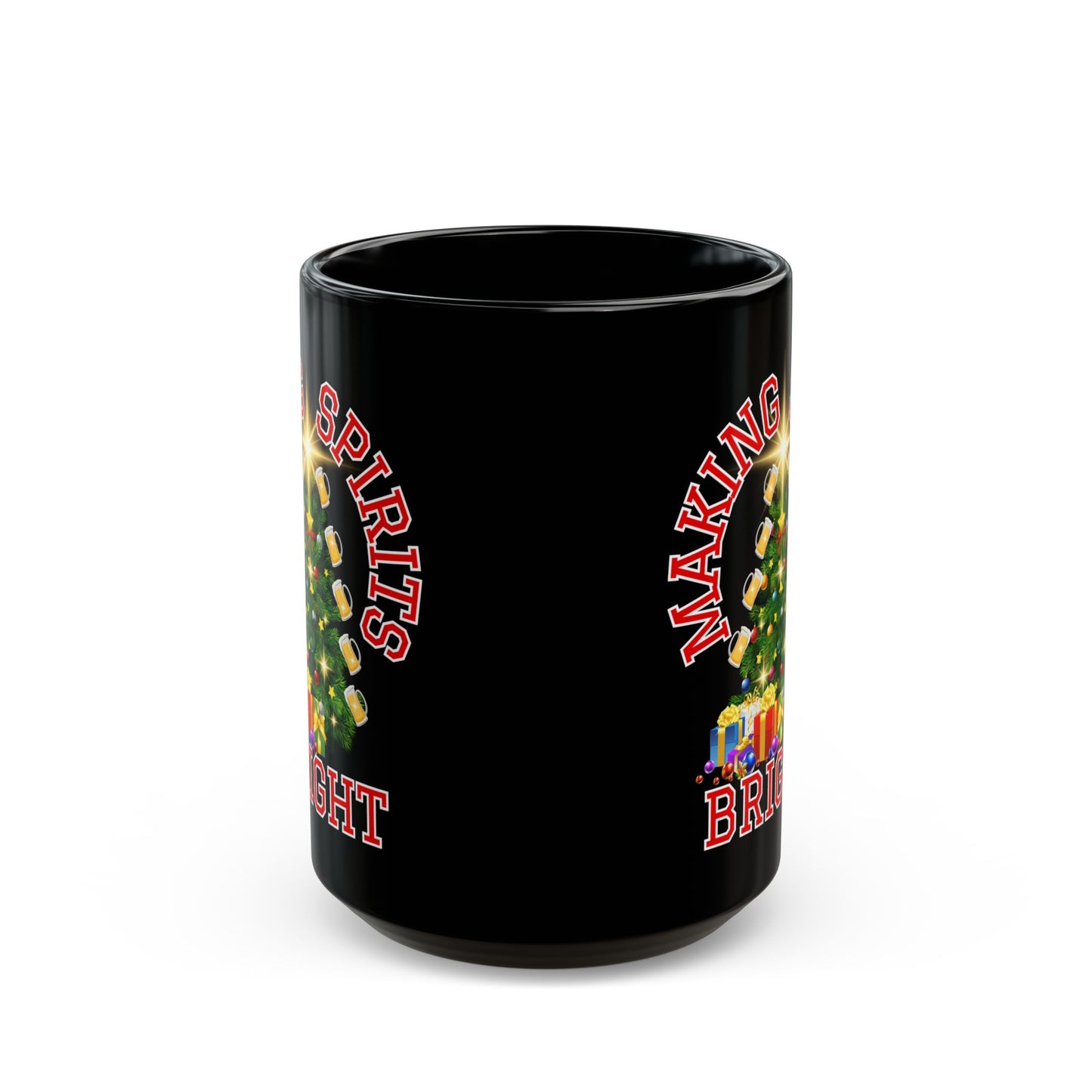 Making Spirits Bright - Black Mug, 15oz