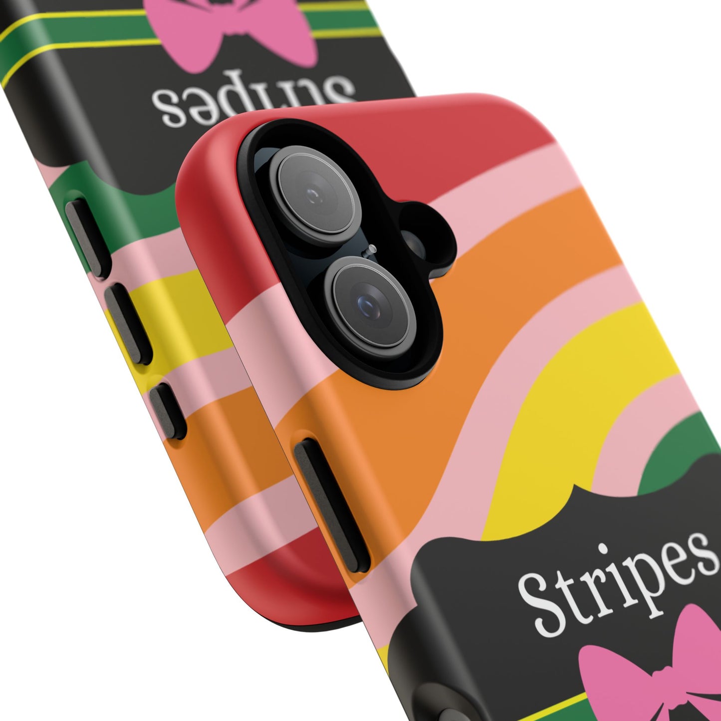 Phone Case iPhone 16/15/14 - Wavy Vivid/Pink Stripes & Swipes Tough Case