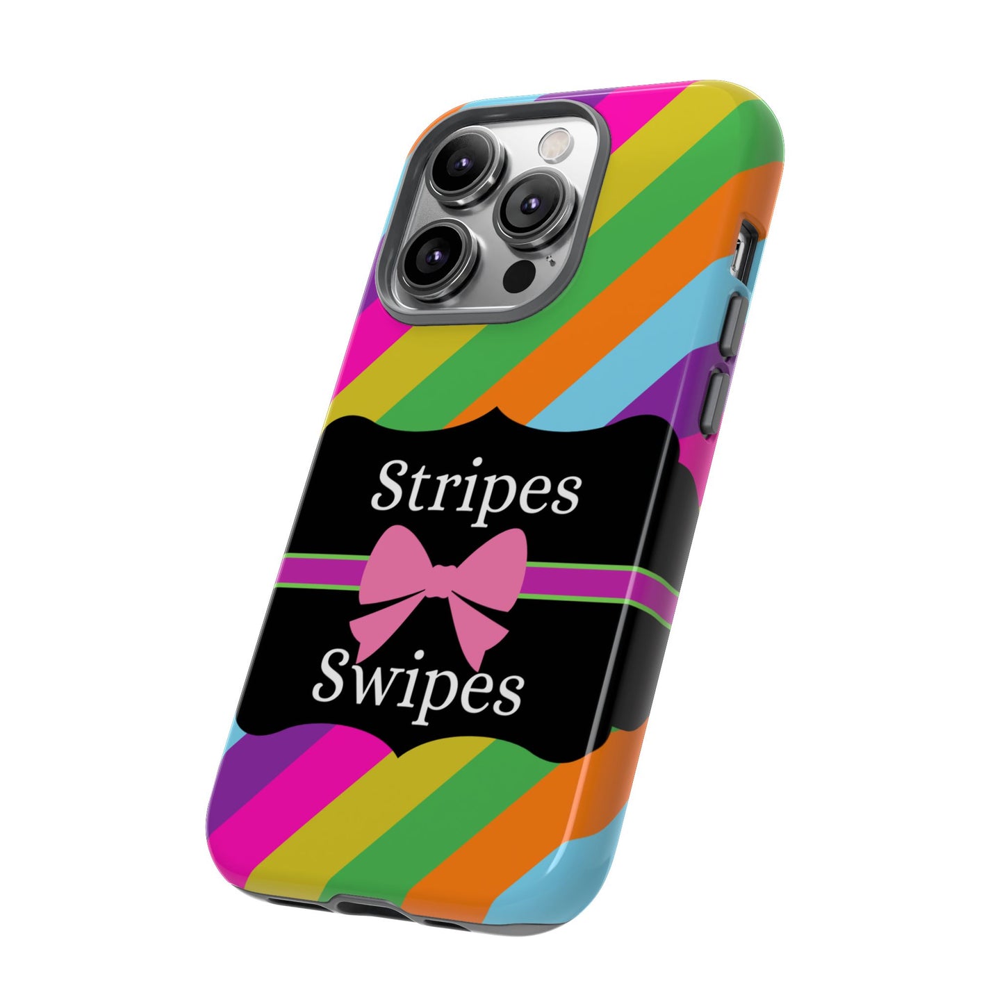 Phone Case iPhone 16/15/14 - Diagonal Vivid Stripes & Swipes Tough Case