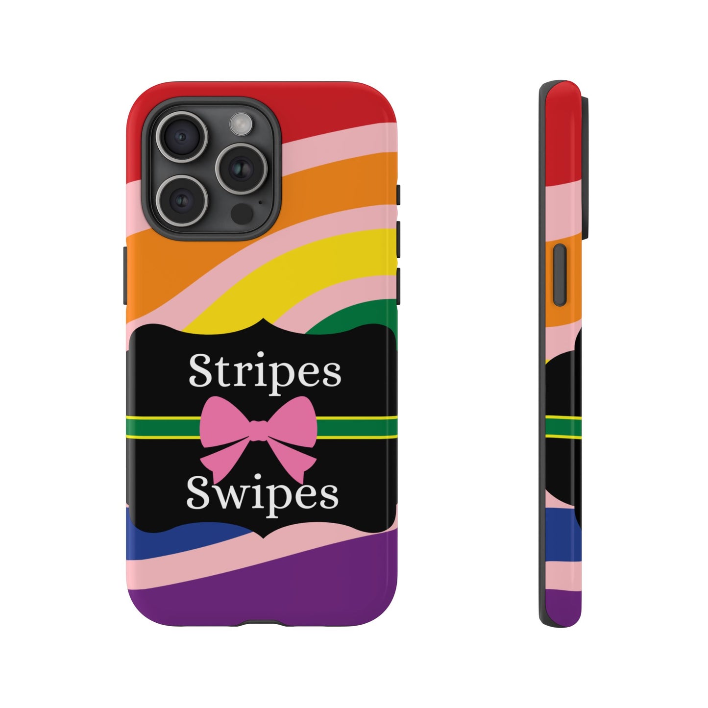 Phone Case iPhone 16/15/14 - Wavy Vivid/Pink Stripes & Swipes Tough Case