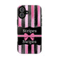 Phone Case iPhone 16/15/14 - Black/Pink Stripes & Swipes Tough Case