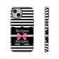 Phone Case iPhone 16/15/14 - Black/White/Pink Stripes & Swipes Tough Case