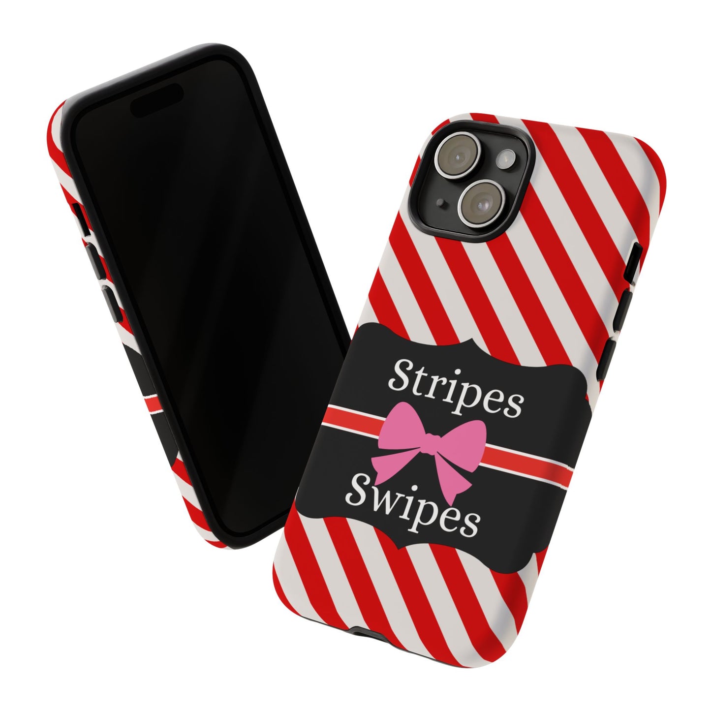 Phone Case iPhone 16/15/14 - Red/White Stripes & Swipes Tough Case