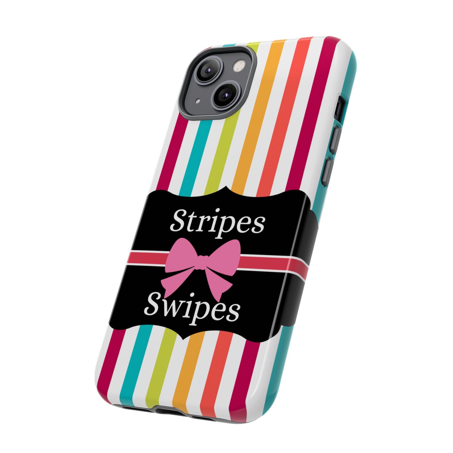 Phone Case iPhone 16/15/14 - Lollipop Stripes & Swipes Tough Case