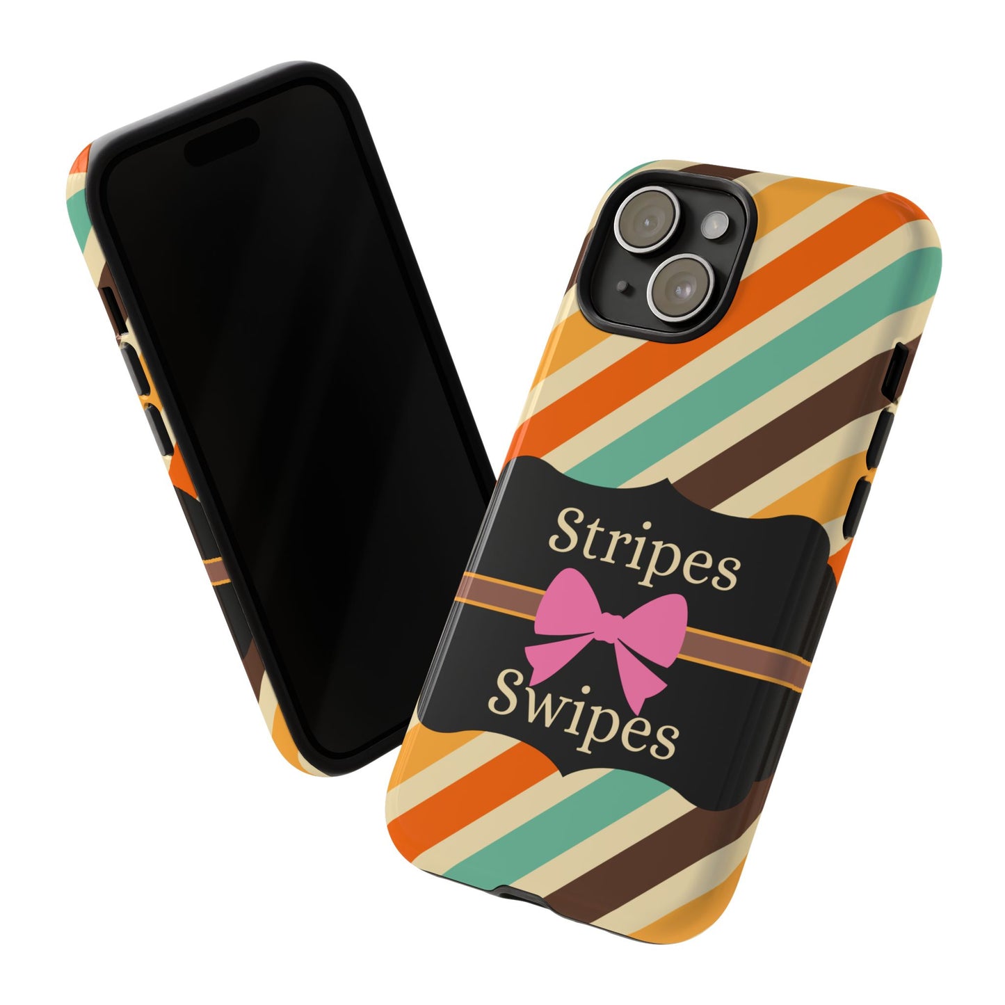 Phone Case iPhone 16/15/14 - Diagonal Retro Stripes & Swipes Tough Case