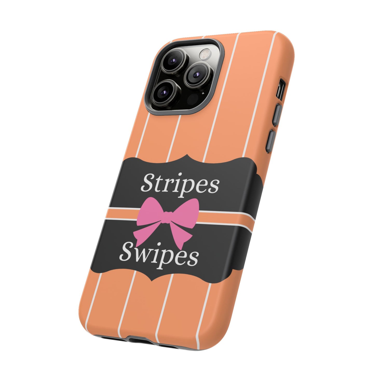 Phone Case iPhone 16/15/14 - Orange/White Stripes & Swipes Tough Case