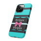 Phone Case iPhone 16/15/14 - Blue/Black Stripes & Swipes Tough Case