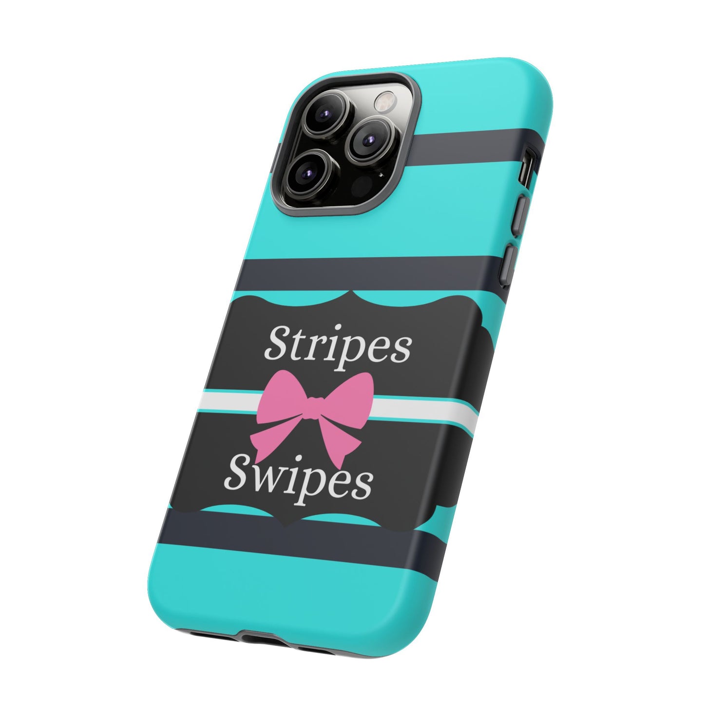 Phone Case iPhone 16/15/14 - Blue/Black Stripes & Swipes Tough Case