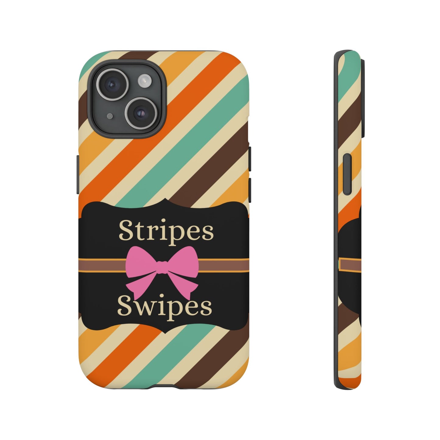 Phone Case iPhone 16/15/14 - Diagonal Retro Stripes & Swipes Tough Case