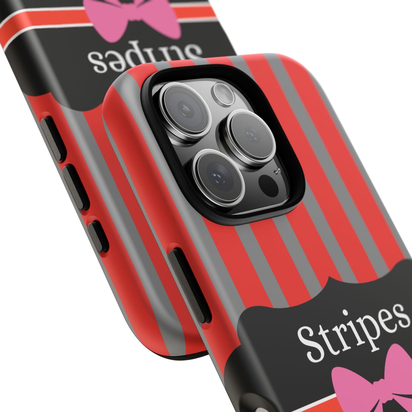 Phone Case iPhone 16/15/14 - Red/Gray Stripes & Swipes Tough Case