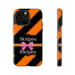 Phone Case iPhone 16/15/14 - Orange/Black Stripes & Swipes Tough Case
