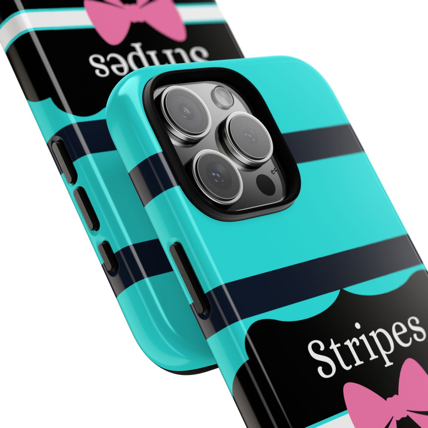 Phone Case iPhone 16/15/14 - Blue/Black Stripes & Swipes Tough Case