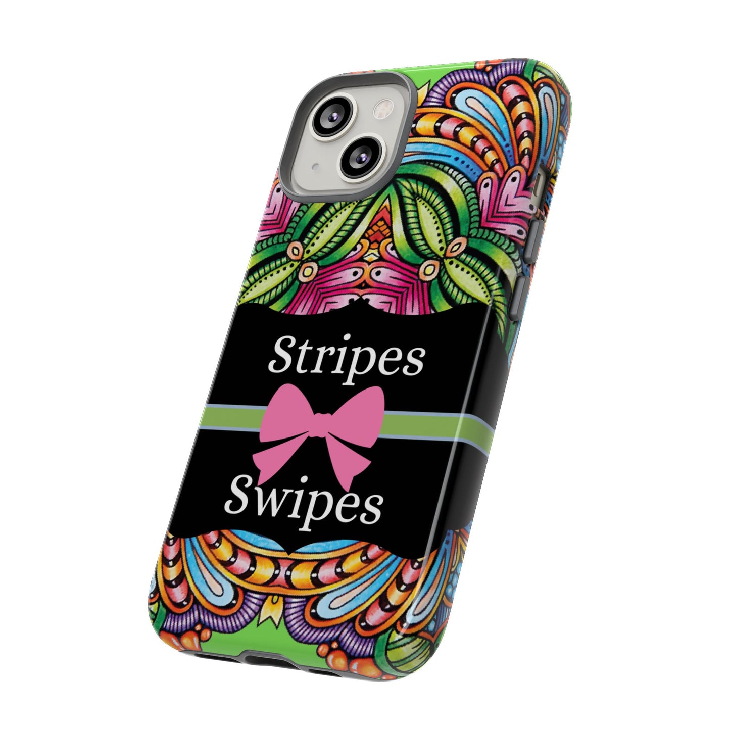 Phone Case iPhone 16/15/14 - Flower Child Stripes & Swipes Tough Case