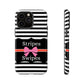 Phone Case iPhone 16/15/14 -Black/White/Red Stripes & Swipes Tough Case