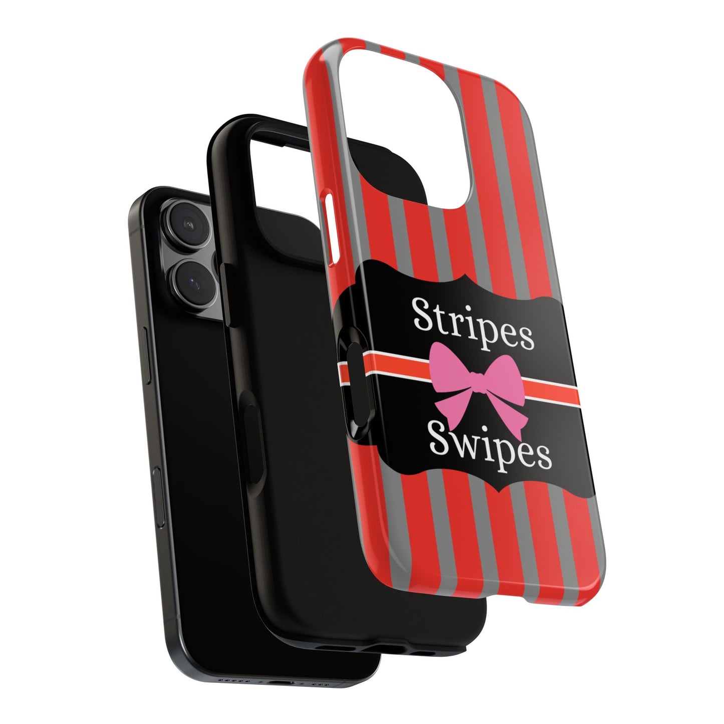 Phone Case iPhone 16/15/14 - Red/Gray Stripes & Swipes Tough Case