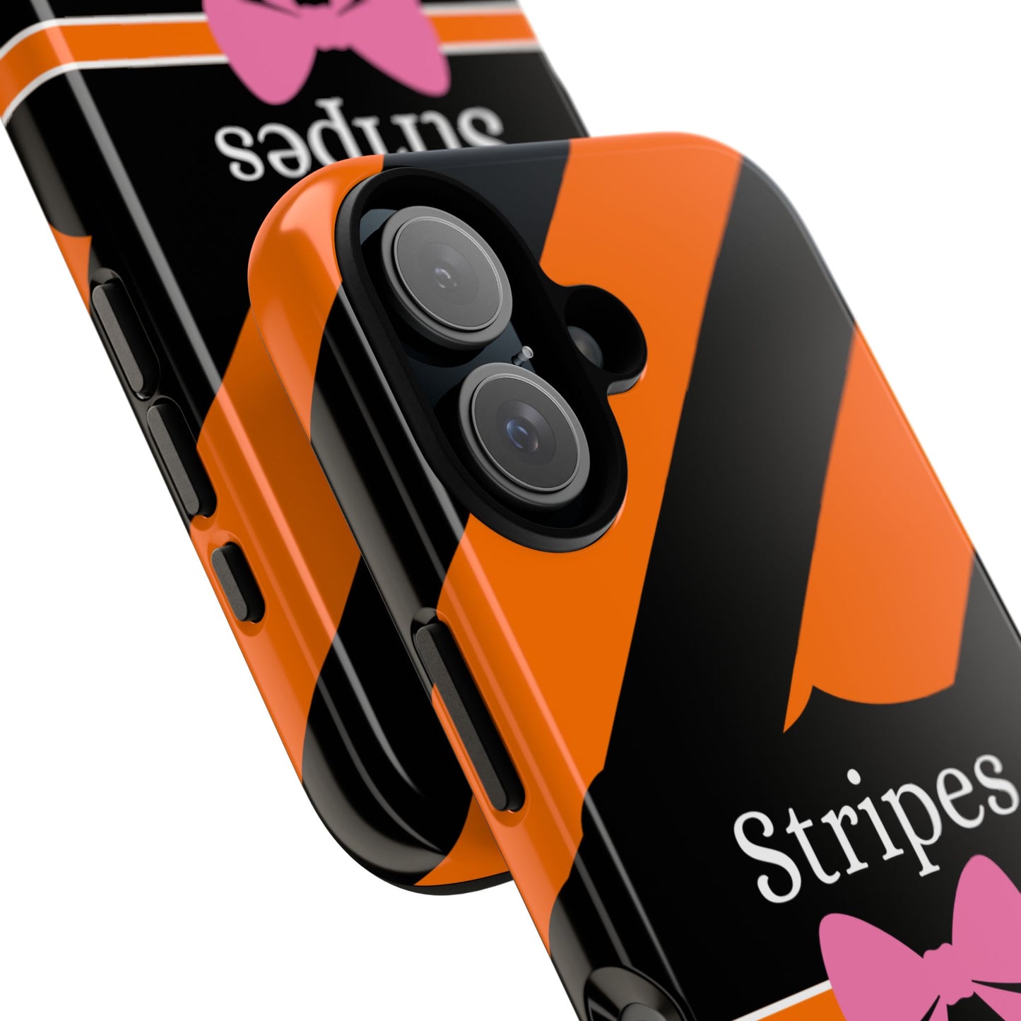 Phone Case iPhone 16/15/14 - Orange/Black Stripes & Swipes Tough Case